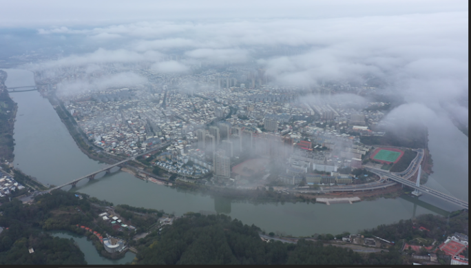 龙岩上杭全景云雾航拍