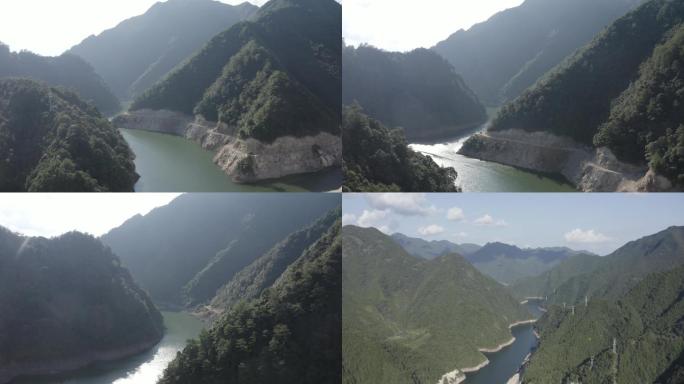 松阳河流山脉风景航拍