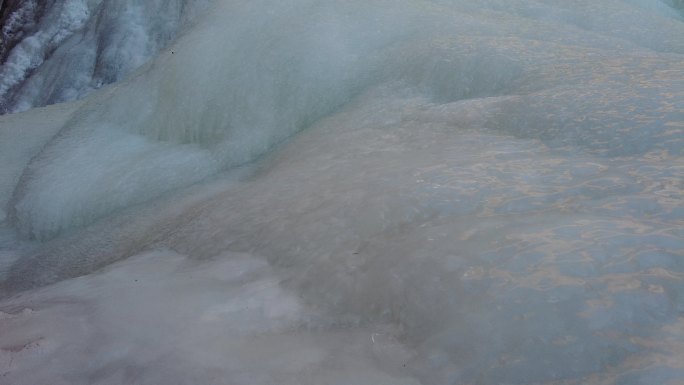 冰河景区 冰雪融化冰凌 冰瀑布