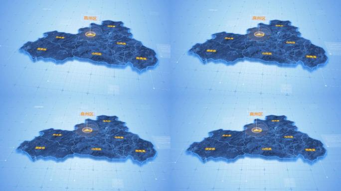商洛商州区三维科技地图ae模板