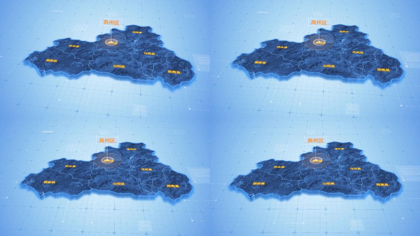 商洛商州区三维科技地图ae模板