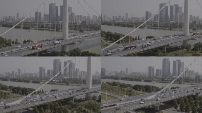 南京夹江大桥大景航拍空镜