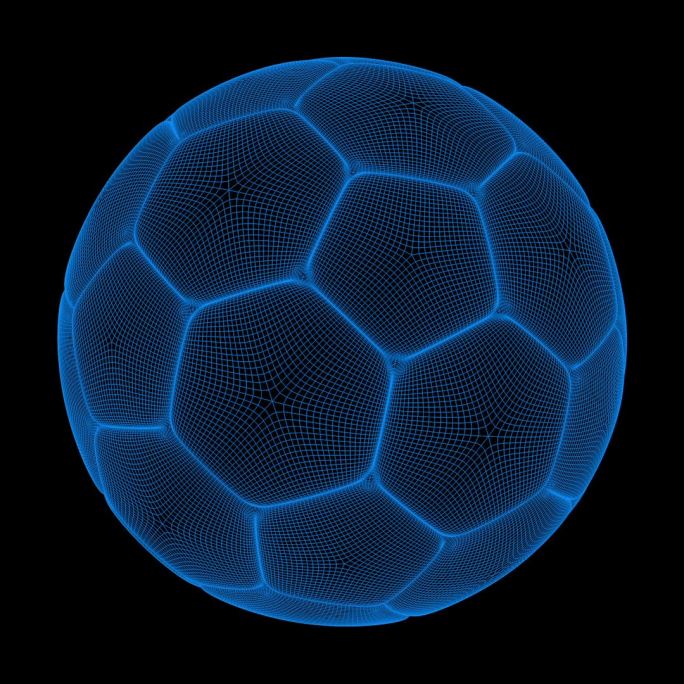 科技感蓝色线描足球 alpha通道 循环