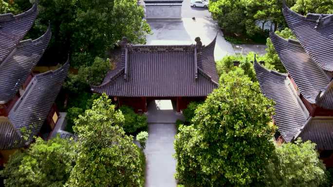 杭州法华寺航拍及寺内标志性建筑赵朴初墓