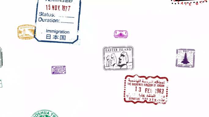 屏幕上的护照邮票动画