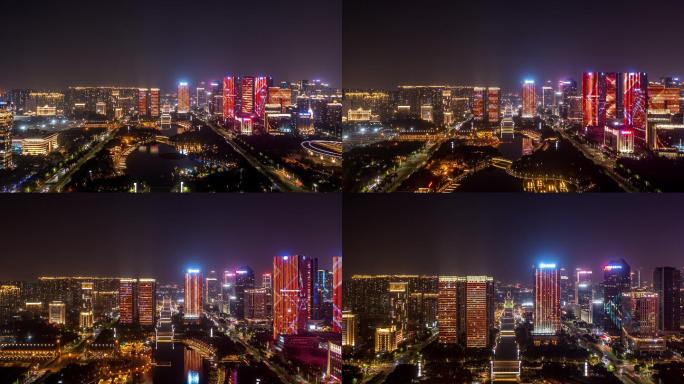 4K佛山南海桂城千灯湖夜景航拍延时