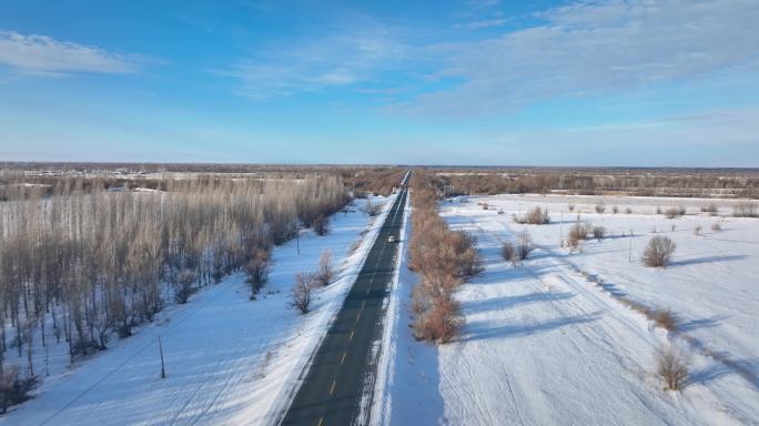 【正版素材】新疆雪地公路自驾