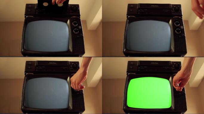旧电视的绿色屏幕