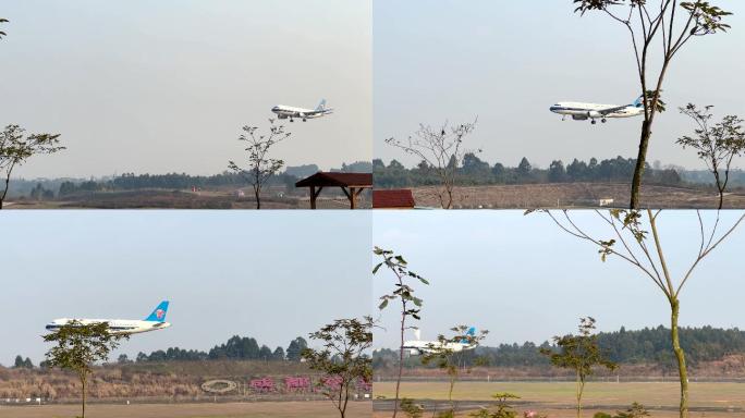 成都双流机场跑道南方航空飞机降落着陆4K