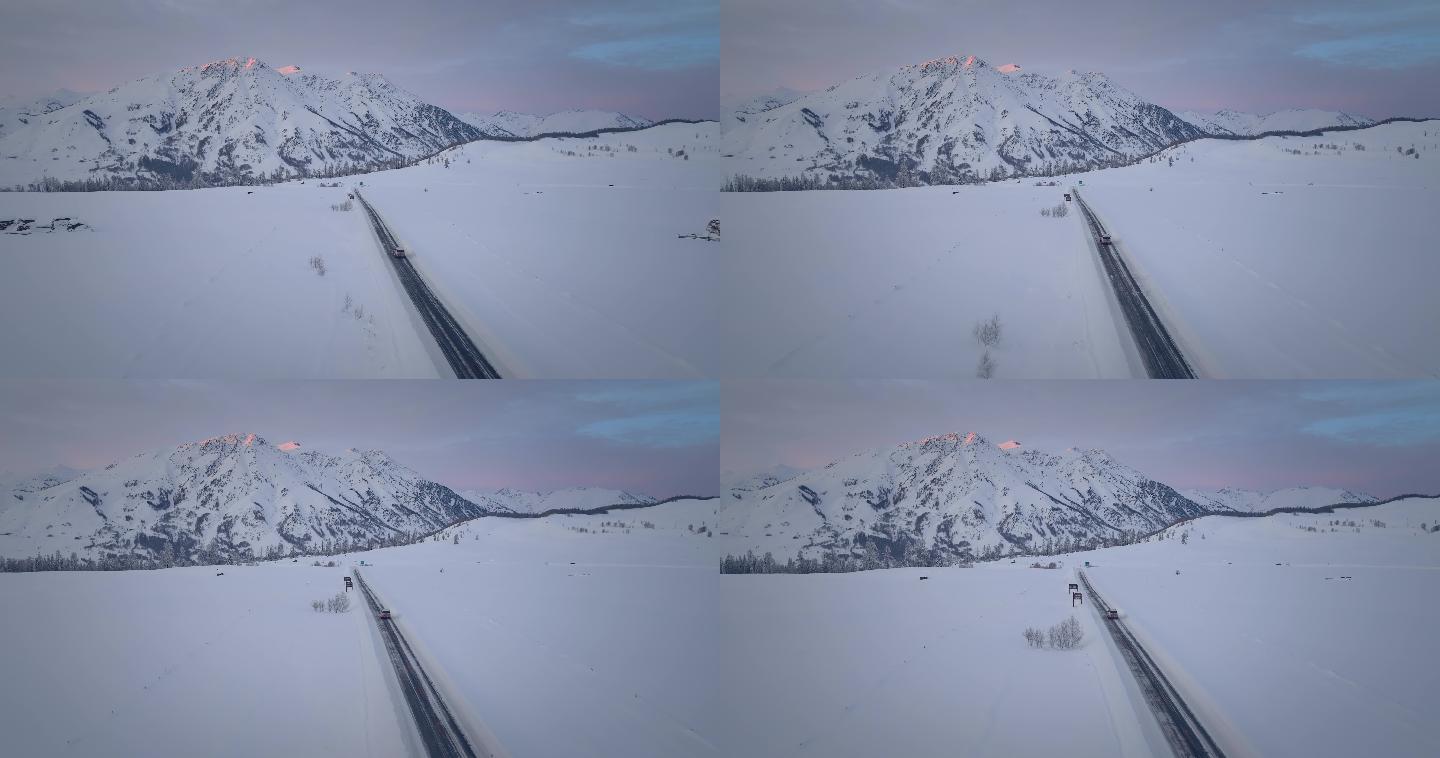【正版素材】新疆雪景公路自驾