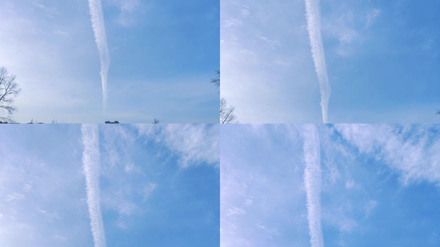 轨迹云 雪后 蓝天 白云 飞机飞过的云