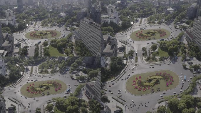 南京鼓楼公园标志性地标大景航拍空镜