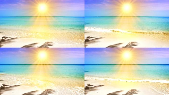 阳光下的沙滩五彩缤纷七彩时光唯美海岸