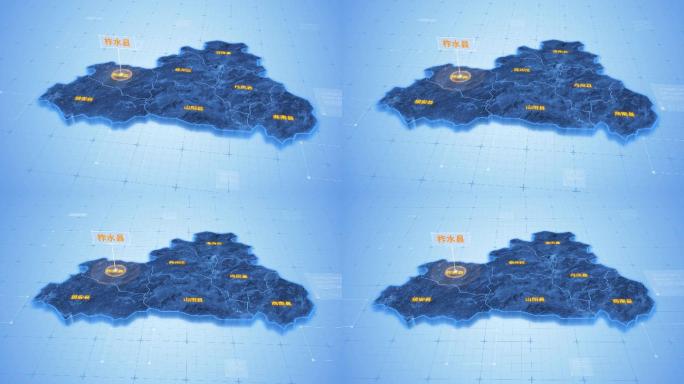 商洛柞水县三维科技地图