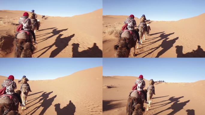 骆驼队伍穿越沙漠