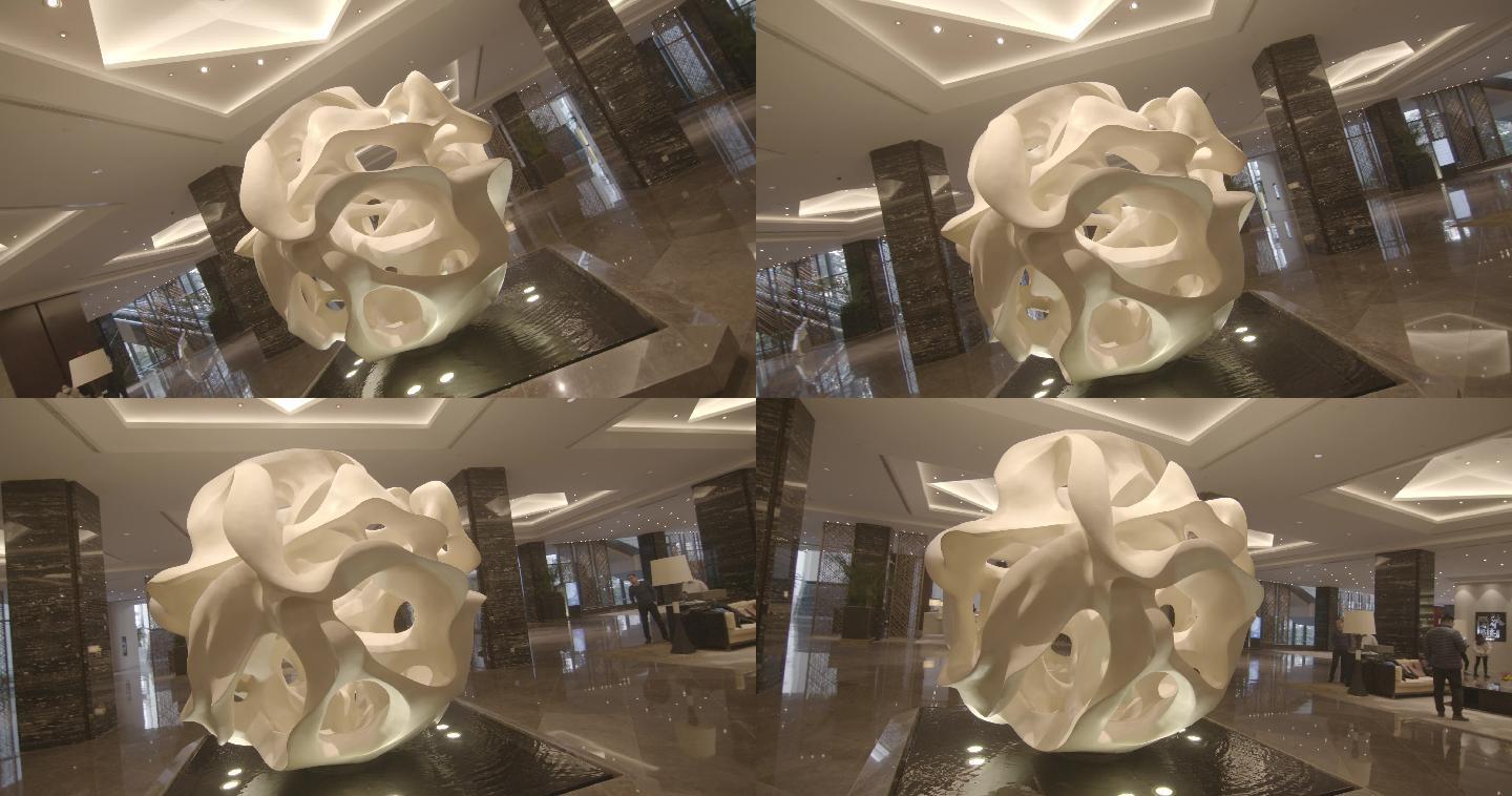南京金陵饭店大厅标志性建筑空镜