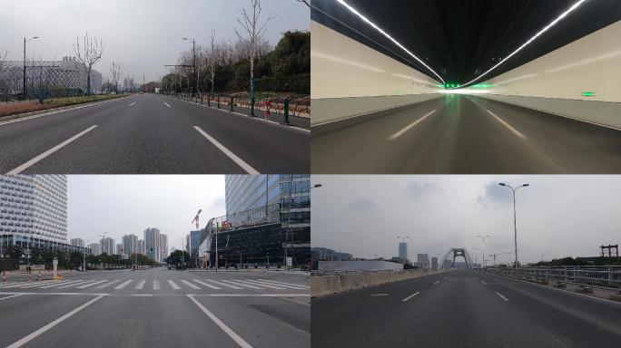 上海世纪大道车头白天抠绿空镜影视素材