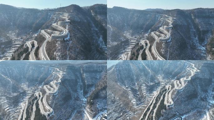 航拍青州仰天山九龙盘公路