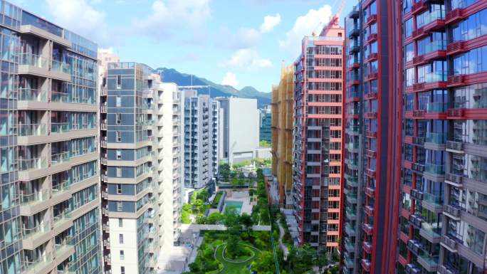 香港私人住宅楼宇4K航拍居民楼