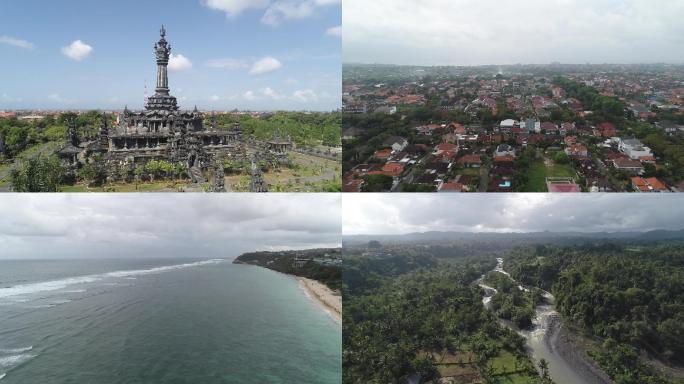 巴厘岛建筑风景山脉航拍1080
