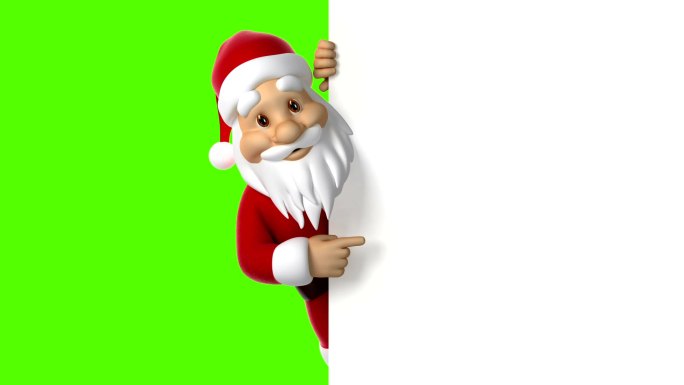 圣诞老人指着屏幕圣诞元素抠绿圣诞老人抠像