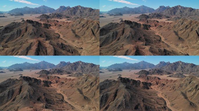 俯瞰撒哈拉沙漠、沙漠山脉。