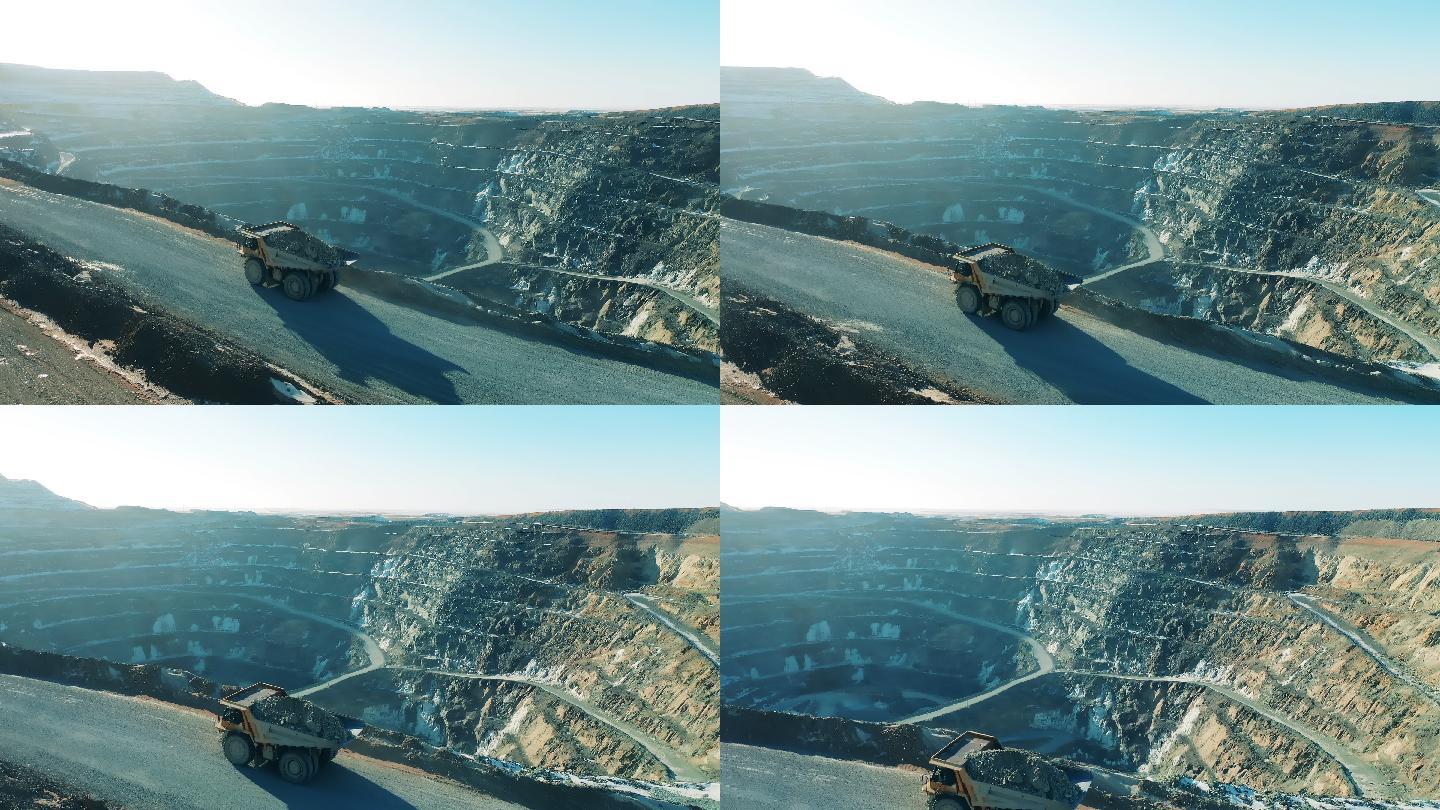 露天矿拉煤矿区无人机拍摄
