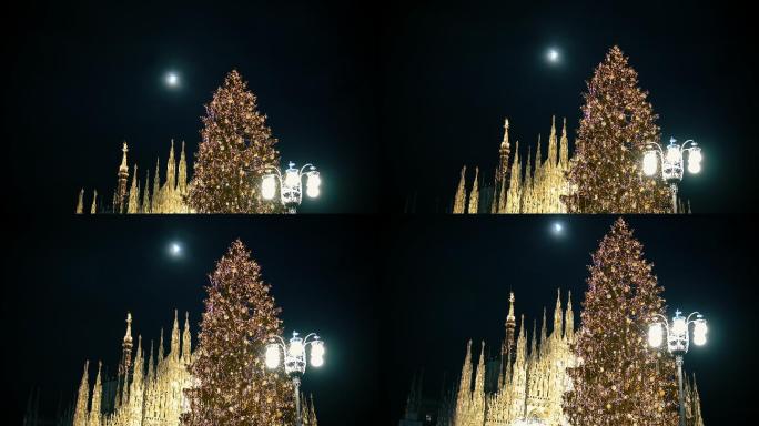 米兰大教堂前的圣诞树