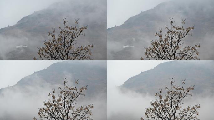 季节天气变化风雨欲来山边云雾延时视频素材
