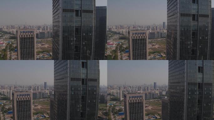 南京夹江大桥苏宁睿城联创大厦大景航拍空镜