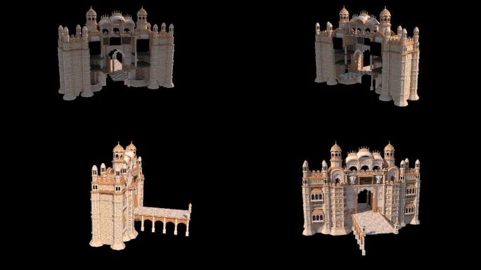 中世纪印度围墙城门三渲二可影视可游戏