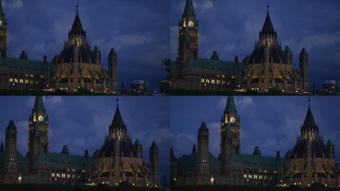 黄昏时分渥太华的议会大楼