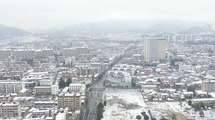 安徽东至县城 雪景航拍（可商用）