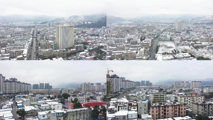 安徽东至县城 雪景航拍（可商用）