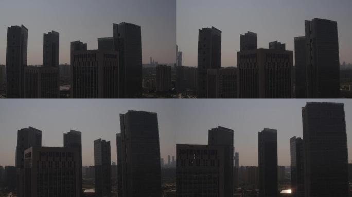 南京高楼大厦夜景航拍空镜