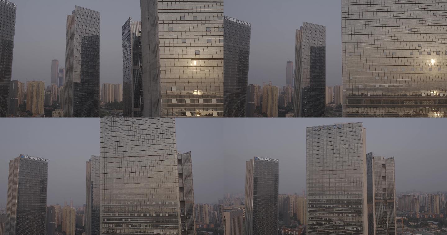 南京高楼大厦大景航拍空镜