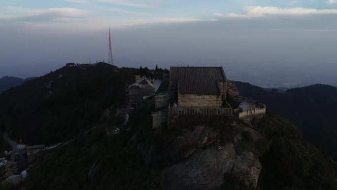 航拍南岳衡山祝融峰夕阳