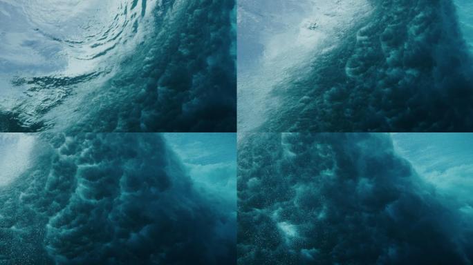 水下拍摄的破浪深海水下摄影潜水