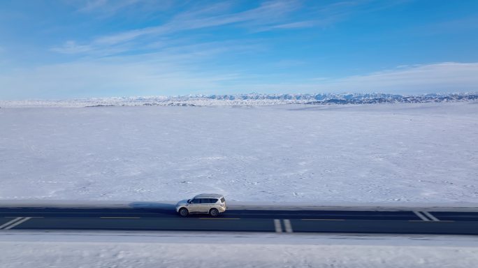 【正版素材】新疆雪地公路自驾