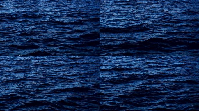 蓝色平静的湖水海浪海面汹涌澎湃大海浪花