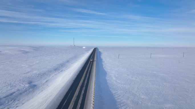 【正版素材】新疆雪地公路自驾