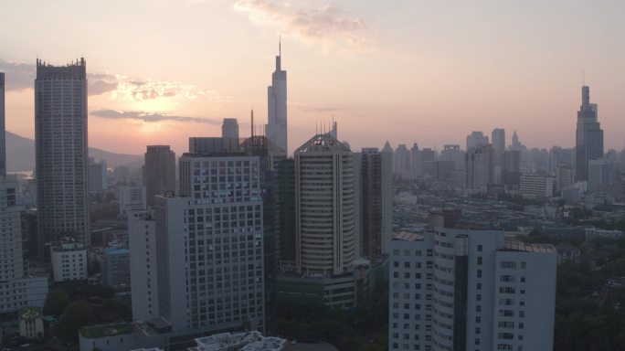 南京日落大景空境航拍