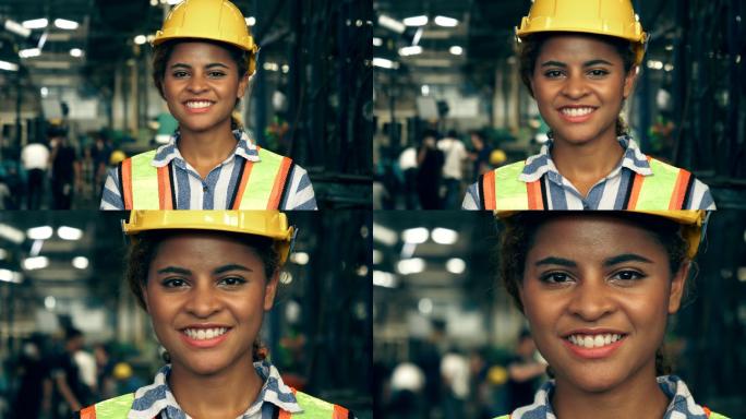 女工厂工人实拍女性女人镜头前笑脸微笑