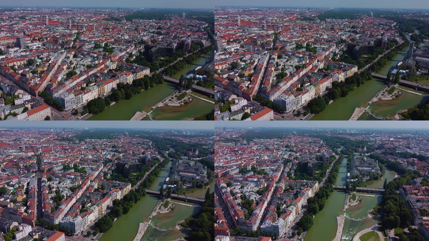 巴伐利亚慕尼黑市中心鸟瞰图。