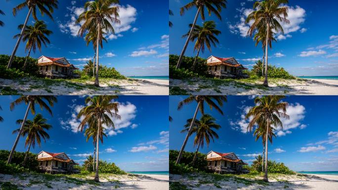 加勒比海海滩和老房子