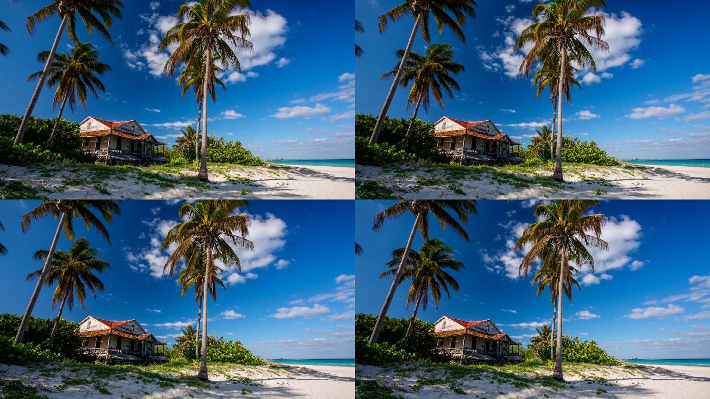 加勒比海海滩和老房子