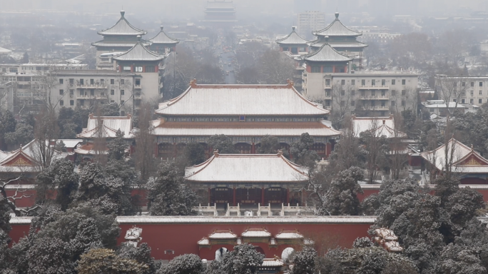 北京景山公园雪景