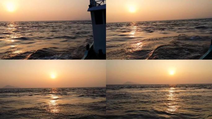 船上看海上日落
