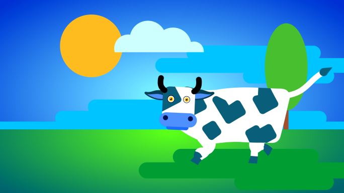 卡通奶牛视频素材草原牧场幼崽温馨