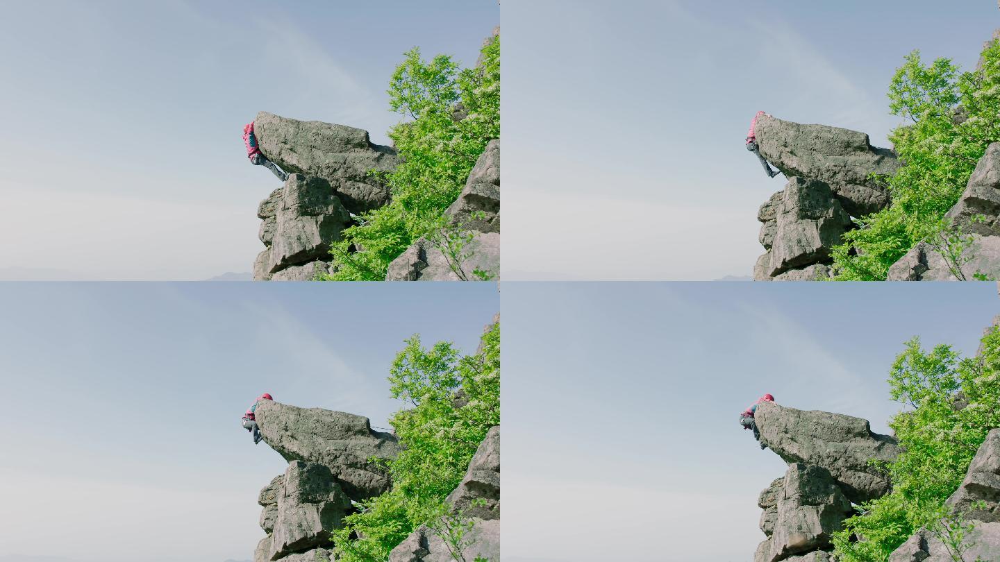 【原创】艰难攀爬上陡峭岩石攀岩18